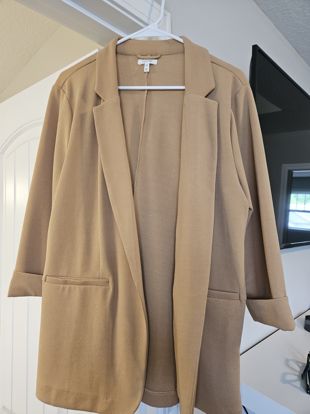 Women's Camel Open-Front Blazer Jacket